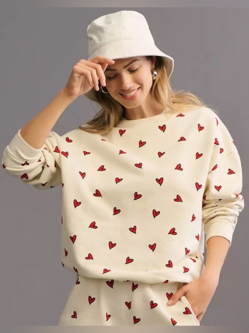 Kule The Oversized All Over Heart Sweatshirt - Size S